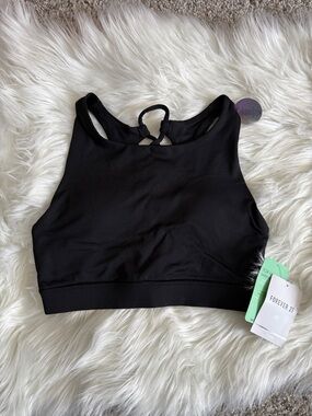 Forever 21 Black High-Neck Racerback Sports Bra